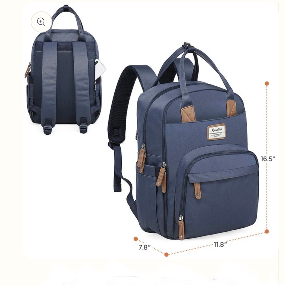 Ruvalino Classic Diaper Bag Backpack, Navy Blue, Unisex, EUC! - Picture 6 of 11